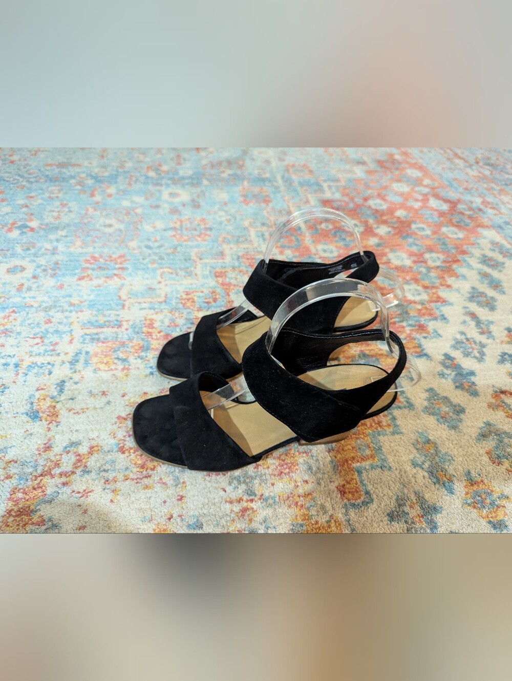 Paul Green Women's US 8 Hollis Black Suede Leather Heel Strap Sandals UK 5.5